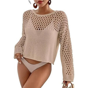 Women Button Down Tunic Apricot Dress V Neck  Swimsuit bikini Coverups